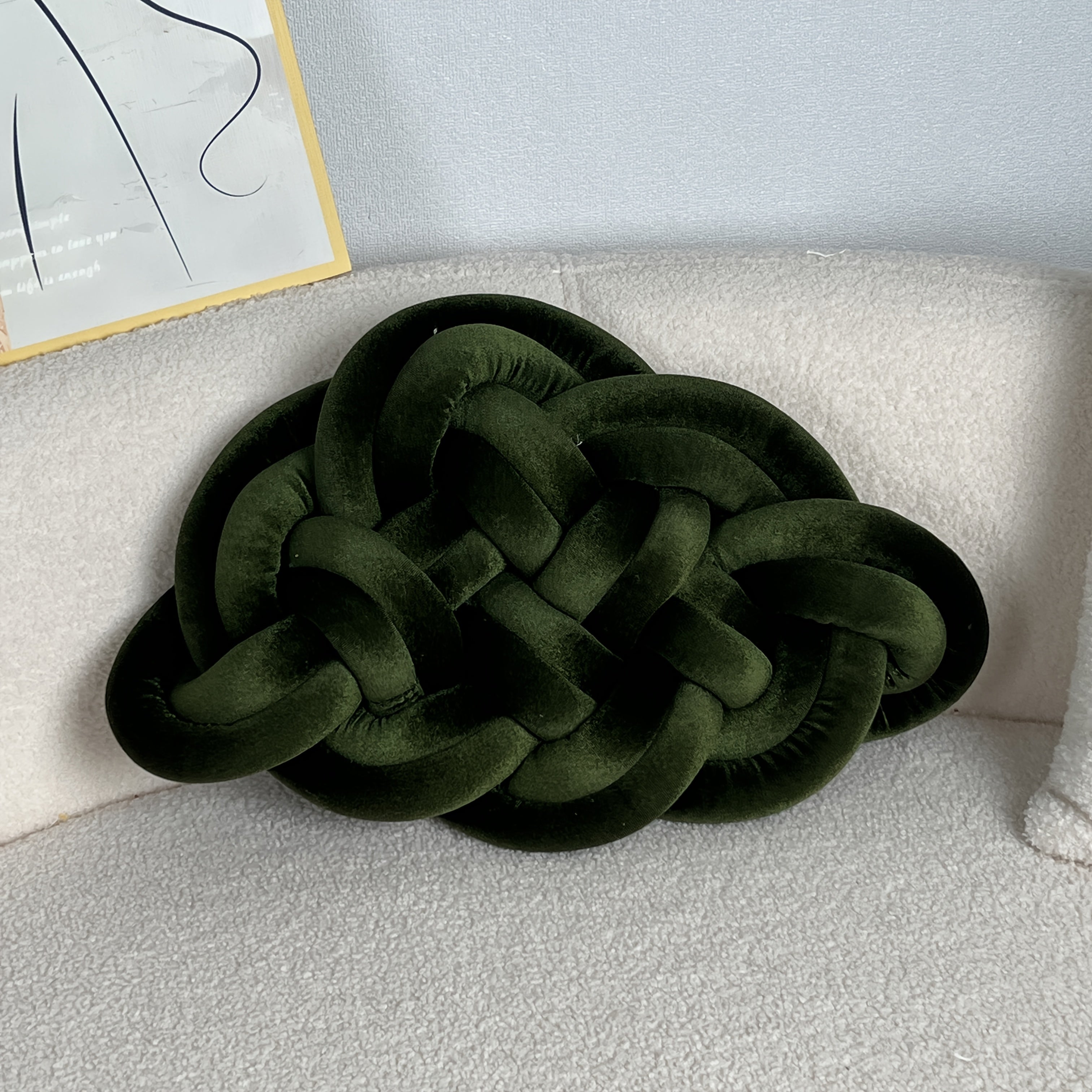 1pc YLBKIKR Hand-Knotted Plush Knot - Brown/Beige Celtic Knot Pillow, Soft Short-Hair Luxury -like Decorative ccent for Sofa Bed Chair, -Season Hand-Tied Corduroy-Like Pillow (No Fillers, Hand Wash Only), Cushions, Throw Pill