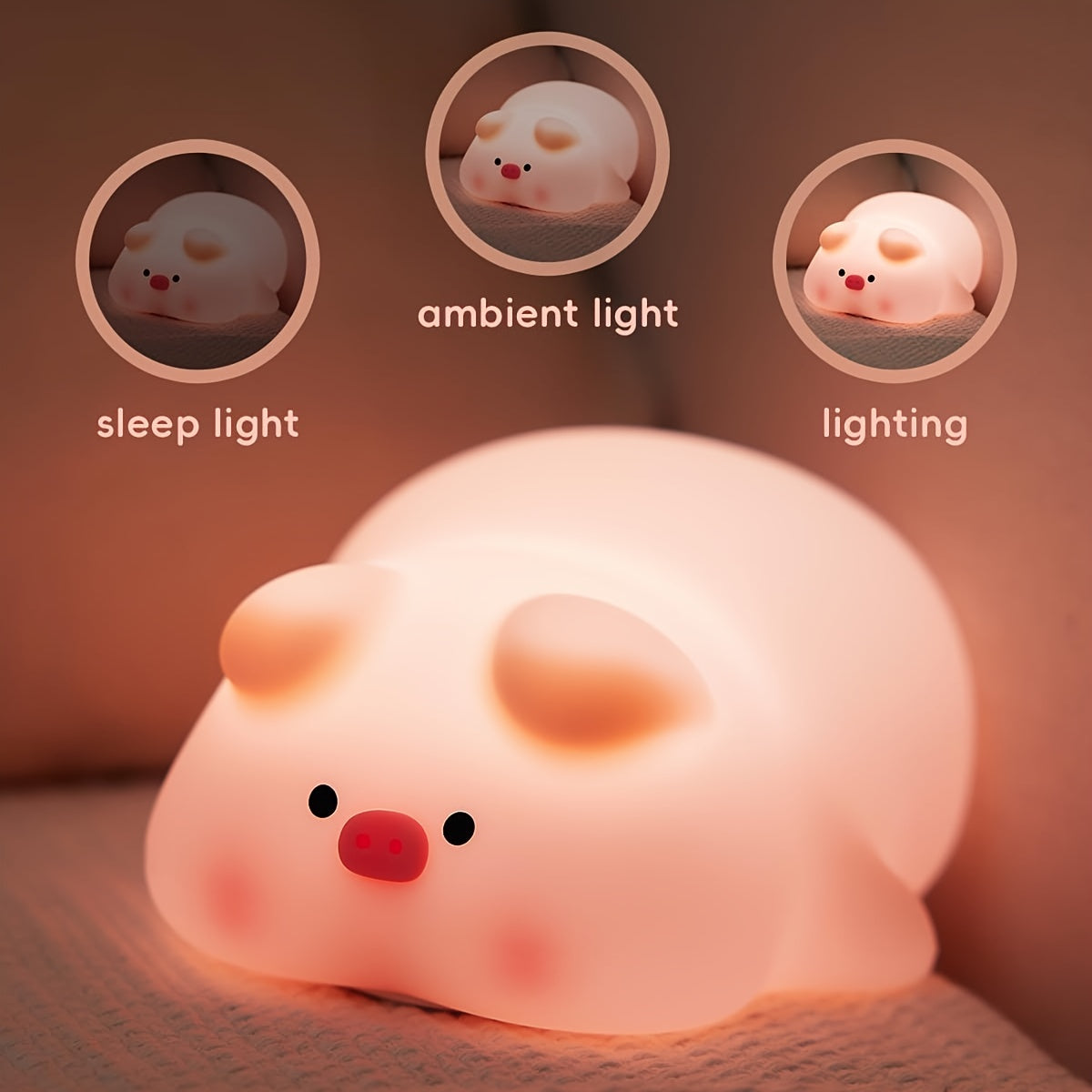 Lámpara Infantil Recargable Cerdito