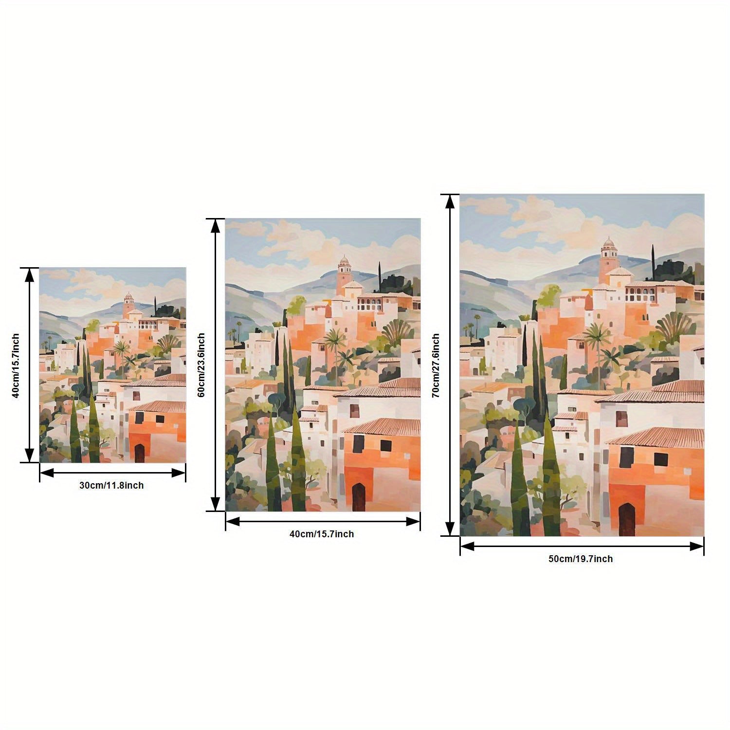 3pcs of Wood Frame Canvas Print Decorative Painting, Granada Spain Posters, Spanish Travel Prints, Spain Travel Art, Floral Wall Art, Spain Art Poster, Tropical Floral Art--Interior Home Wall Decoration Ar