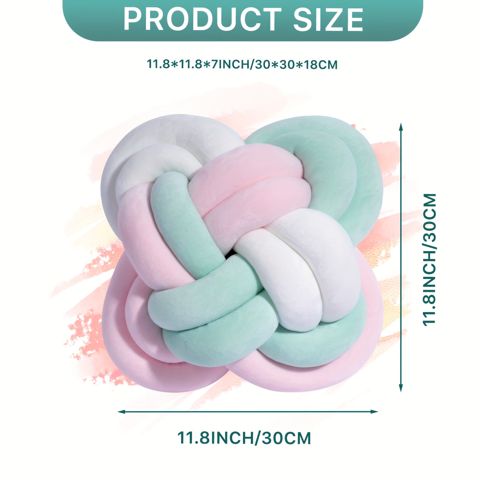 TEXSTEAD Art Deco Style Round Knot Cushion - Geometric Pattern Accent Throw for Home Decor, Machine Washable, Polyester Teddy Velvet Weave with Polyester Fiber Filling - Multipurpose Decorative Knot Ball Cushion for All Seaso