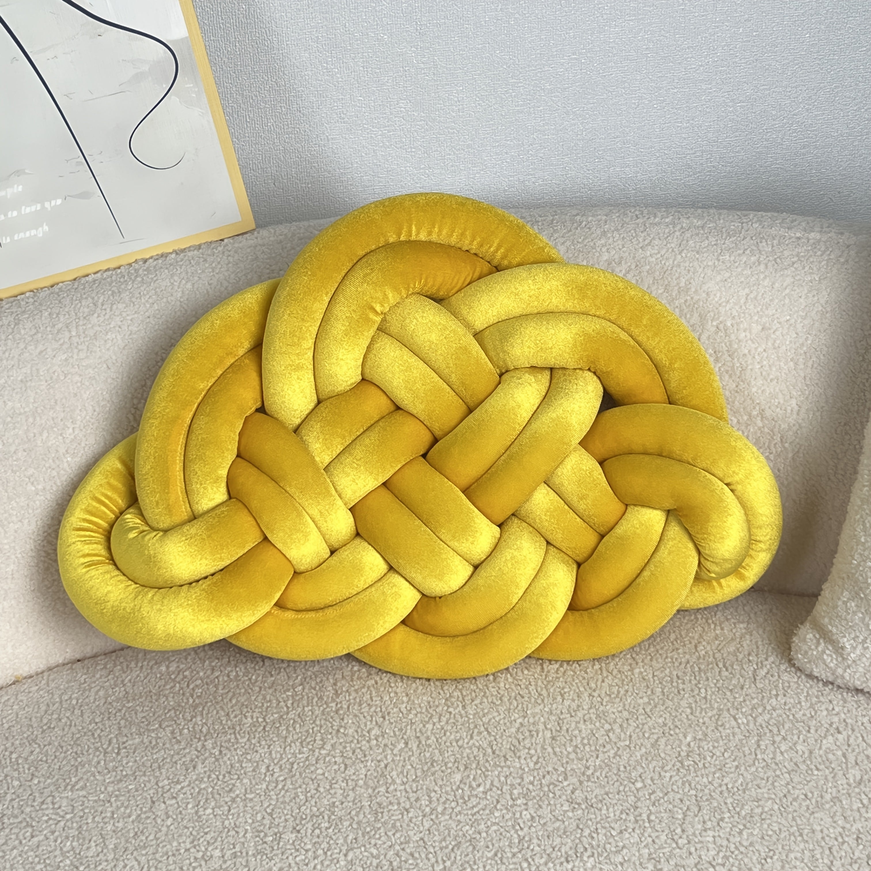 1pc YLBKIKR Hand-Knotted Plush Knot - Brown/Beige Celtic Knot Pillow, Soft Short-Hair Luxury -like Decorative ccent for Sofa Bed Chair, -Season Hand-Tied Corduroy-Like Pillow (No Fillers, Hand Wash Only), Cushions, Throw Pill