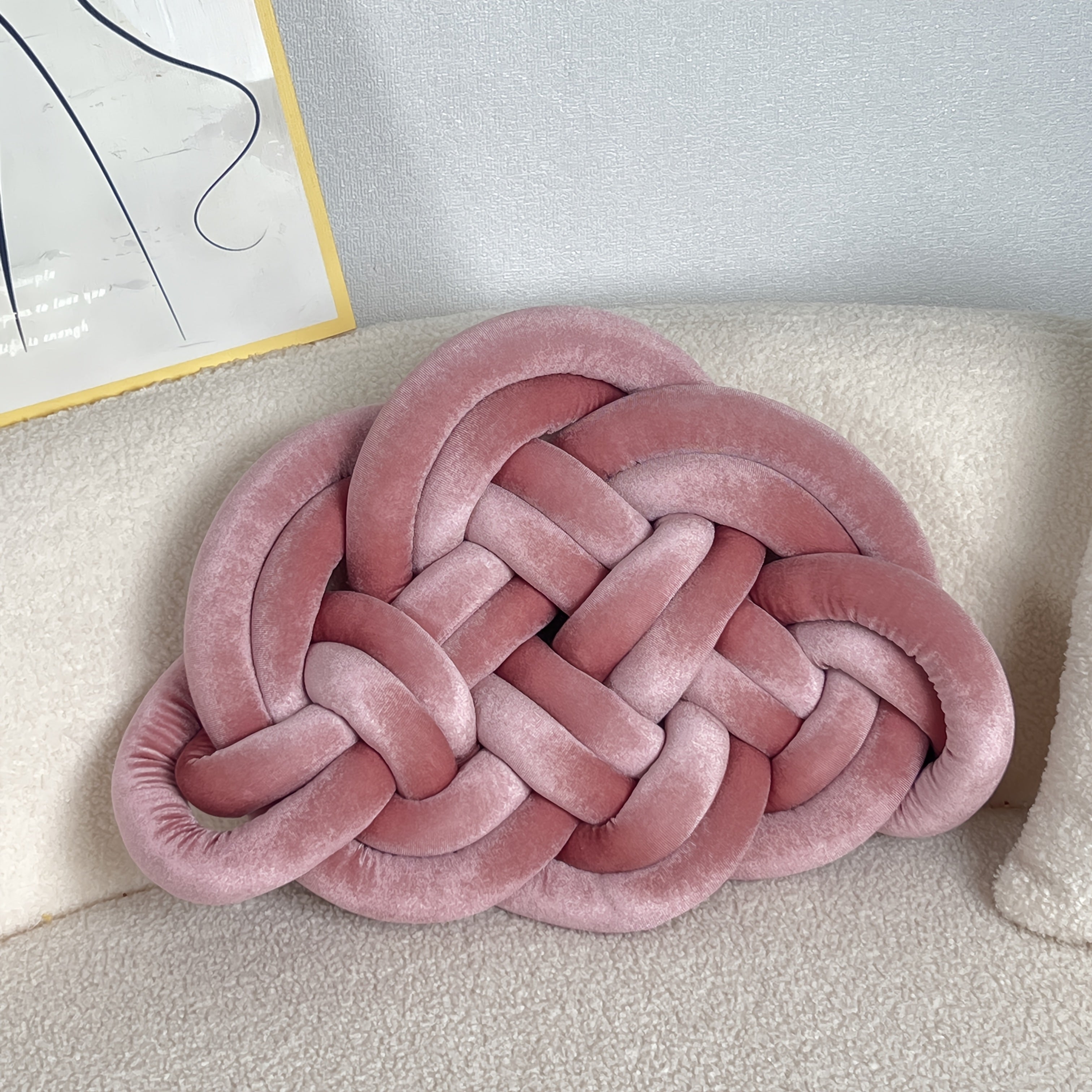 1pc YLBKIKR Hand-Knotted Plush Knot - Brown/Beige Celtic Knot Pillow, Soft Short-Hair Luxury -like Decorative ccent for Sofa Bed Chair, -Season Hand-Tied Corduroy-Like Pillow (No Fillers, Hand Wash Only), Cushions, Throw Pill