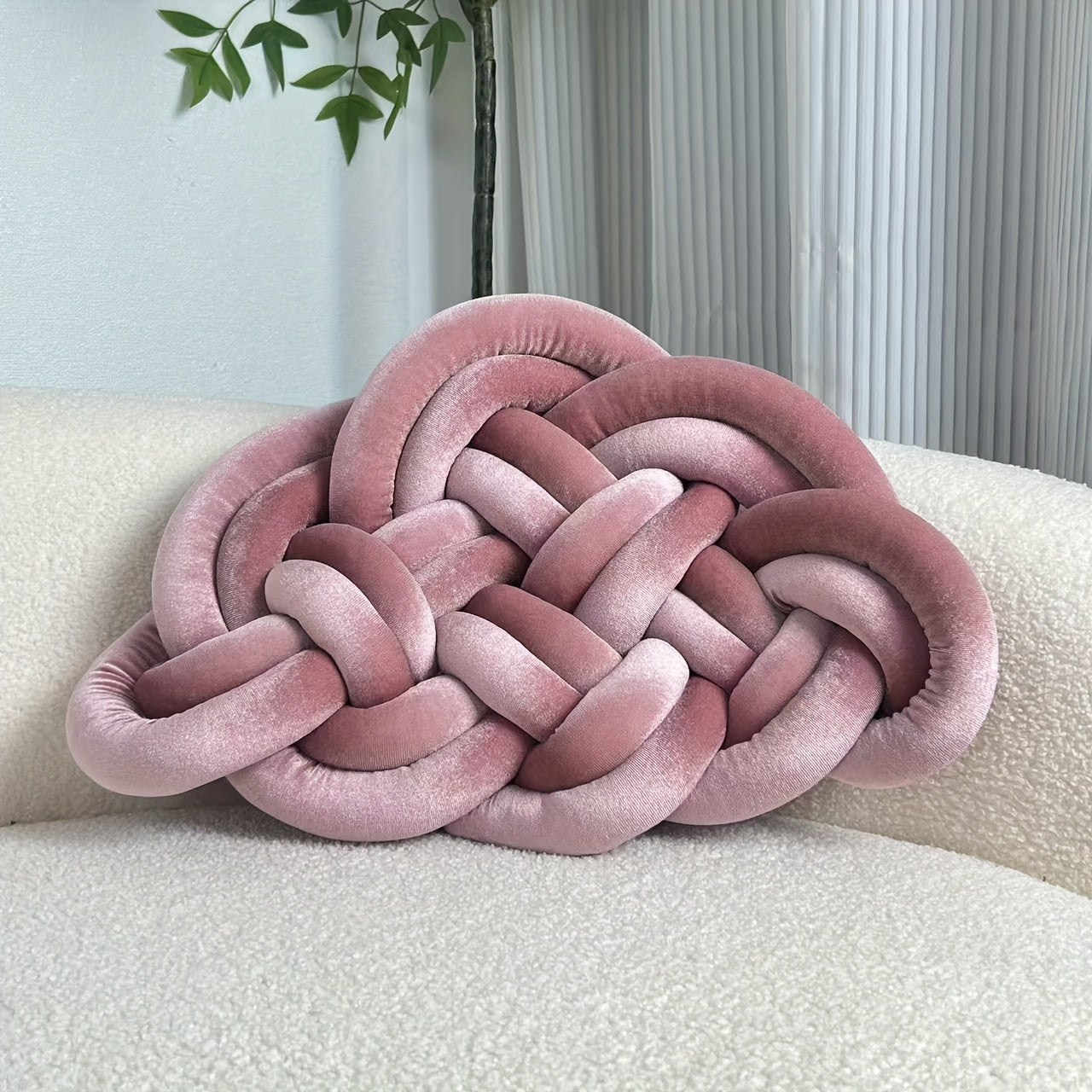 1pc YLBKIKR Hand-Knotted Plush Knot - Brown/Beige Celtic Knot Pillow, Soft Short-Hair Luxury -like Decorative ccent for Sofa Bed Chair, -Season Hand-Tied Corduroy-Like Pillow (No Fillers, Hand Wash Only), Cushions, Throw Pill