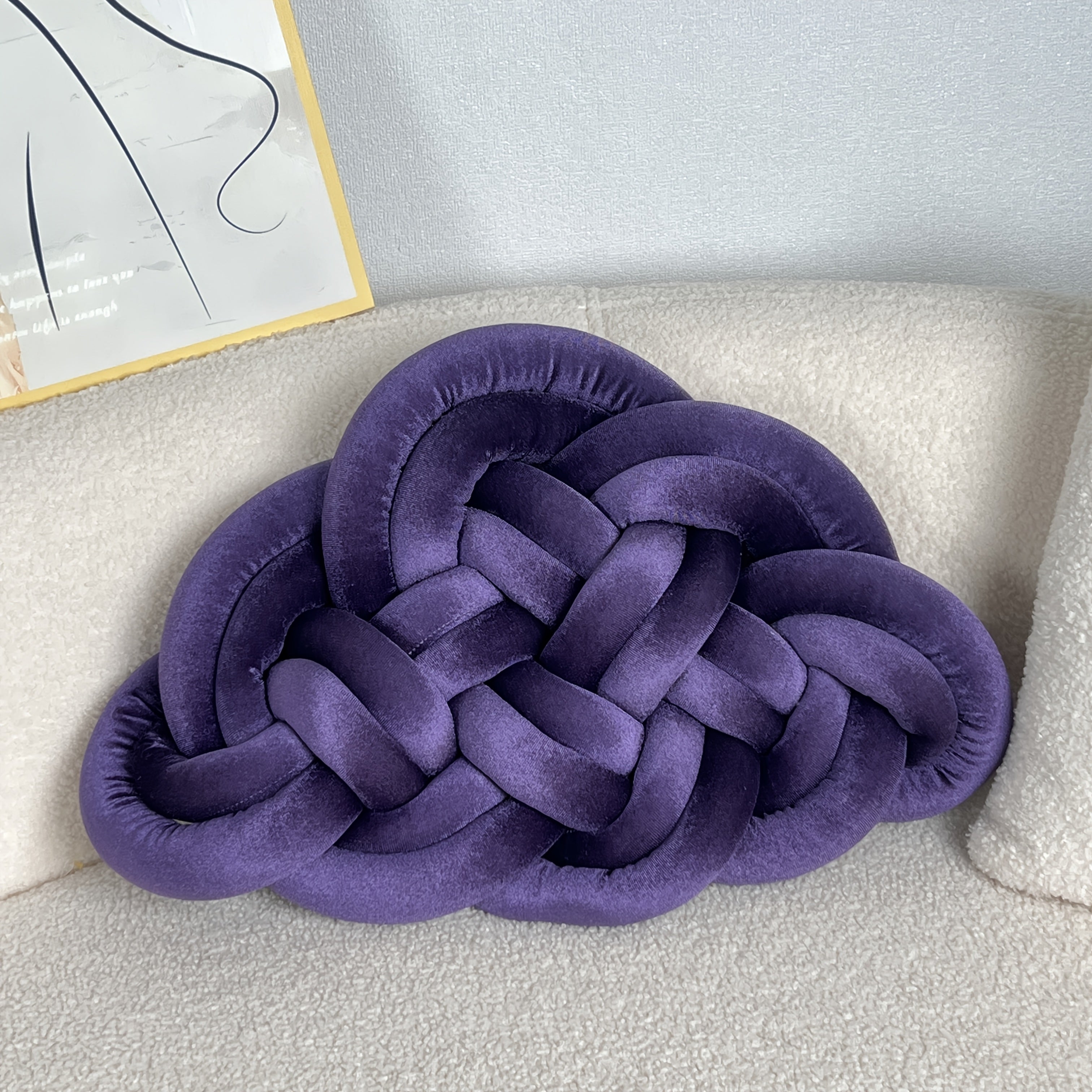 1pc YLBKIKR Hand-Knotted Plush Knot - Brown/Beige Celtic Knot Pillow, Soft Short-Hair Luxury -like Decorative ccent for Sofa Bed Chair, -Season Hand-Tied Corduroy-Like Pillow (No Fillers, Hand Wash Only), Cushions, Throw Pill