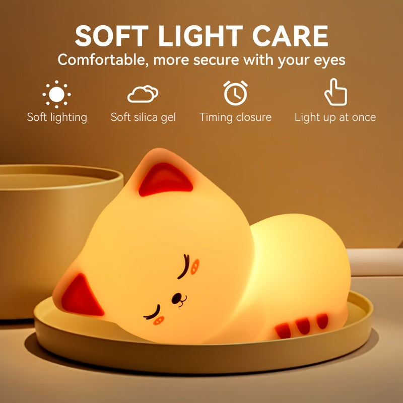 Lámpara Infantil Recargable Gato Dormilón