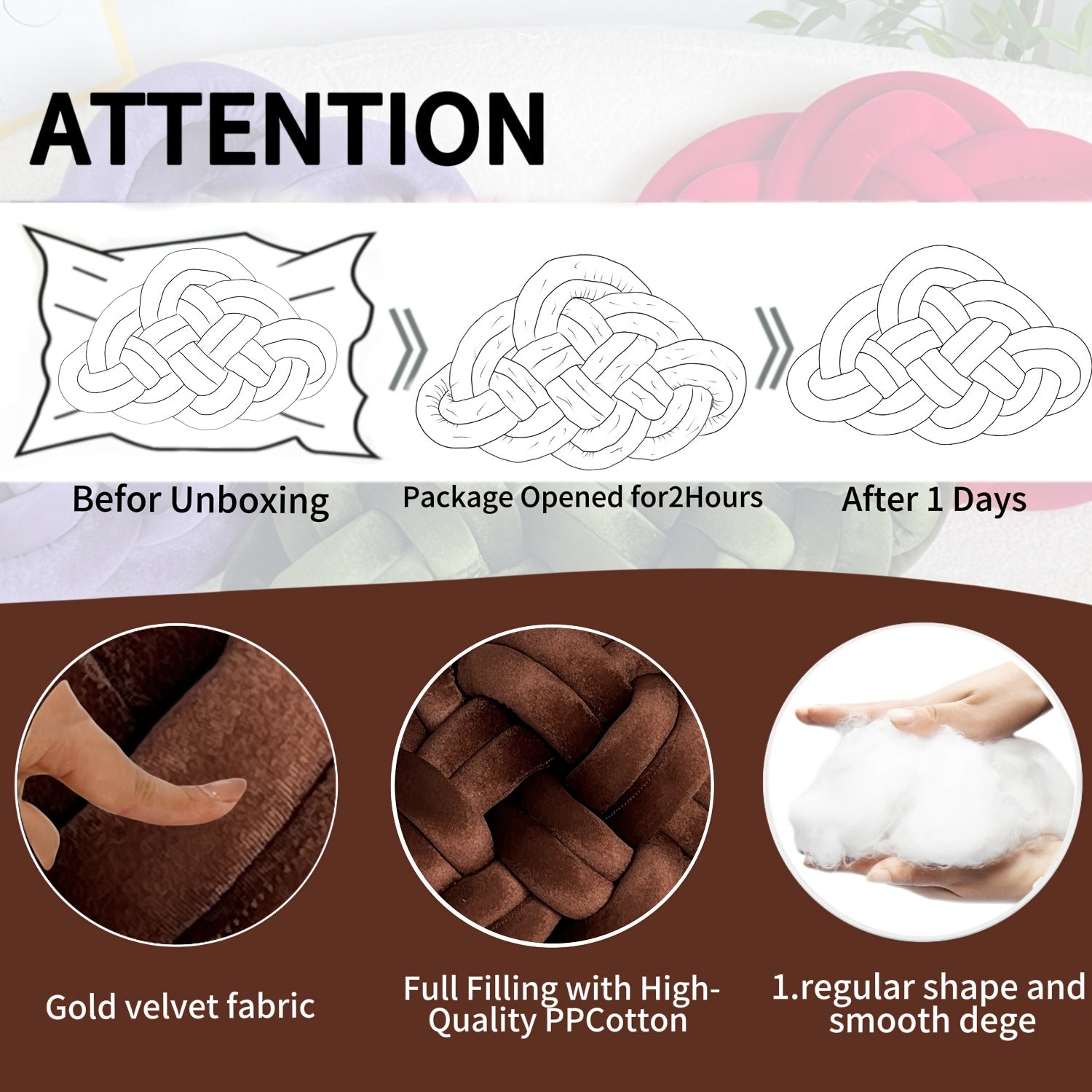 1pc YLBKIKR Hand-Knotted Plush Knot - Brown/Beige Celtic Knot Pillow, Soft Short-Hair Luxury -like Decorative ccent for Sofa Bed Chair, -Season Hand-Tied Corduroy-Like Pillow (No Fillers, Hand Wash Only), Cushions, Throw Pill
