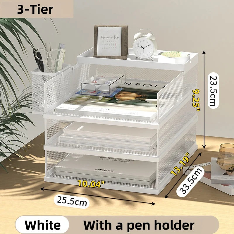 Organizador de Escritorio de Malla Metálica