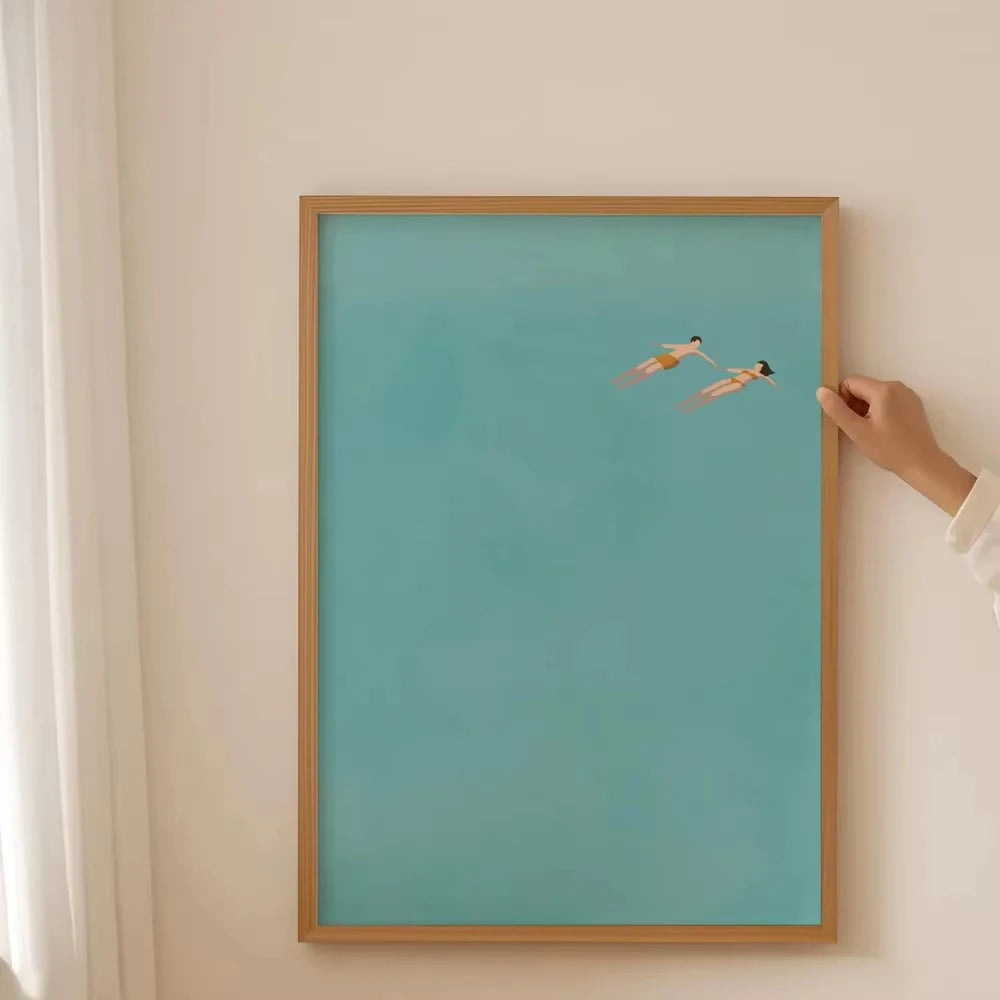 Cuadro Abstracto Minimalista – Mar Verde Surrealista