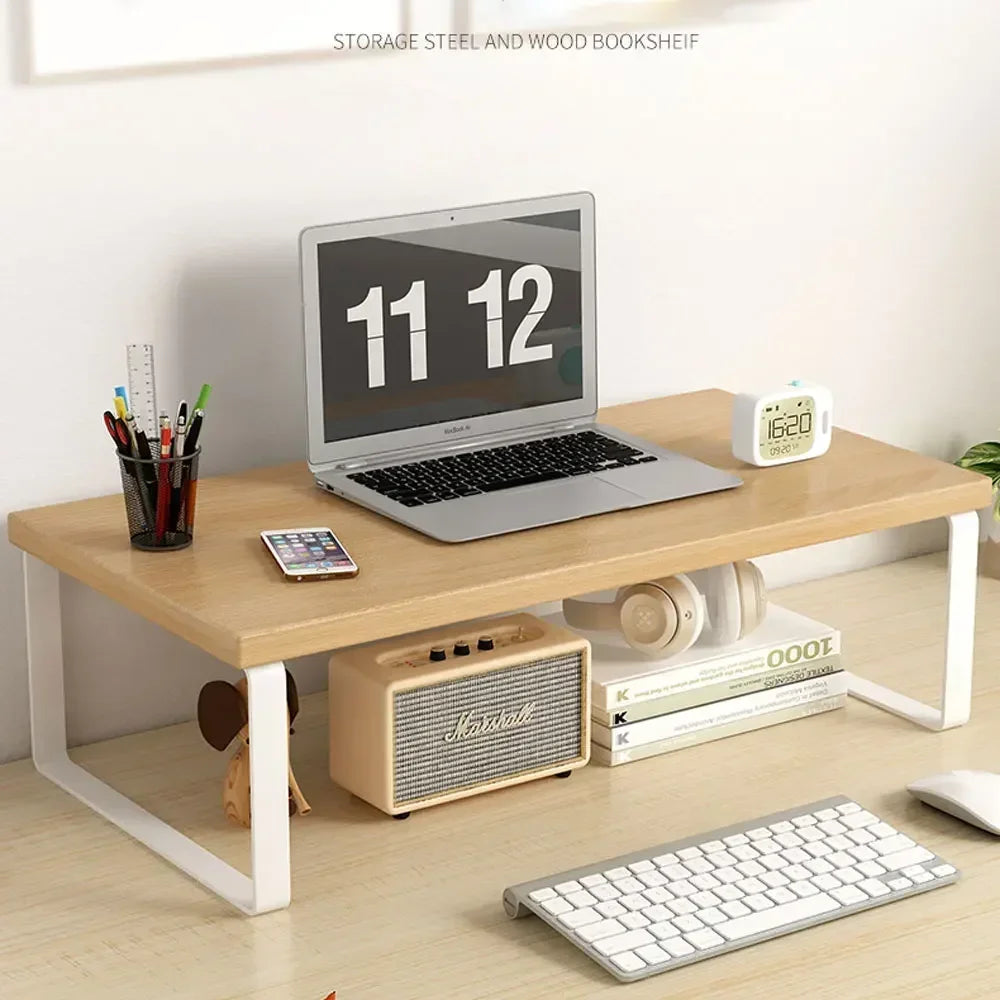 Soporte Elevado para Monitor – Estantería de Escritorio de Madera