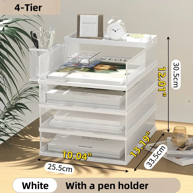 Organizador de Escritorio de Malla Metálica