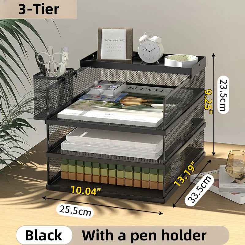 Organizador de Escritorio de Malla Metálica