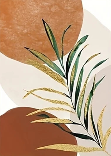 Set de 3 Cuadros de Arte Boho con Hojas de Palma