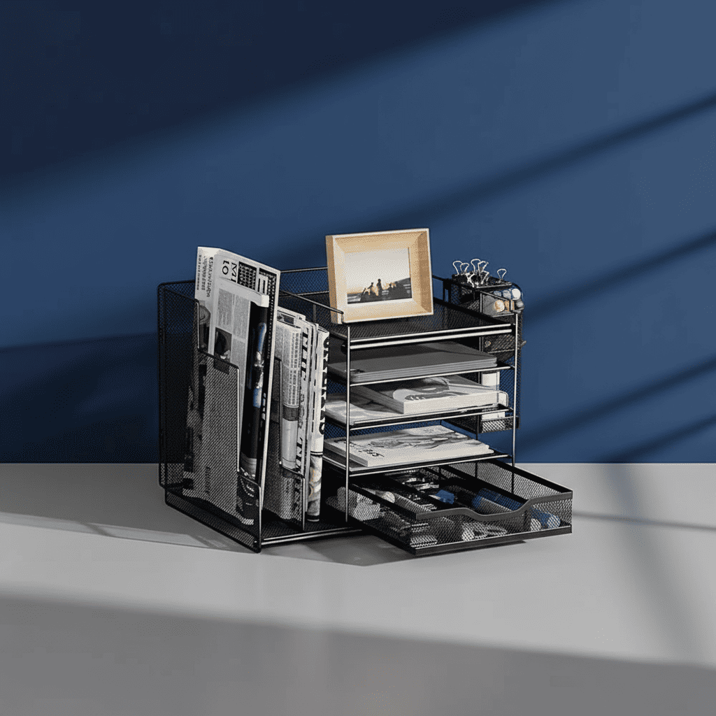 Organizador de Escritorio 5 Capas con Rejilla Metálica