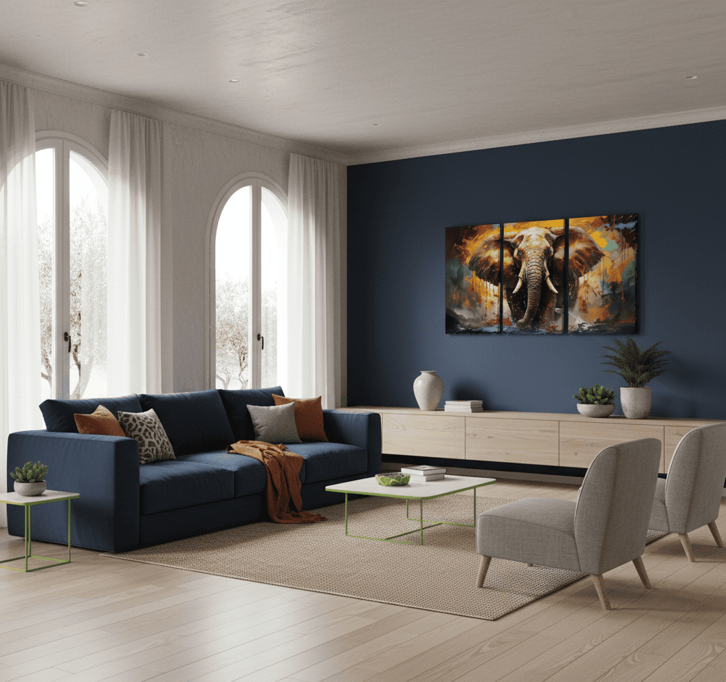 3pcs Wood Frame Canvas Print Decorative Painting, Elephant Illustration, Pop Art, Retro Elephant Illustration, Keywords Wildlife Decorative Painting, Indoor Home Wall Decoration Art