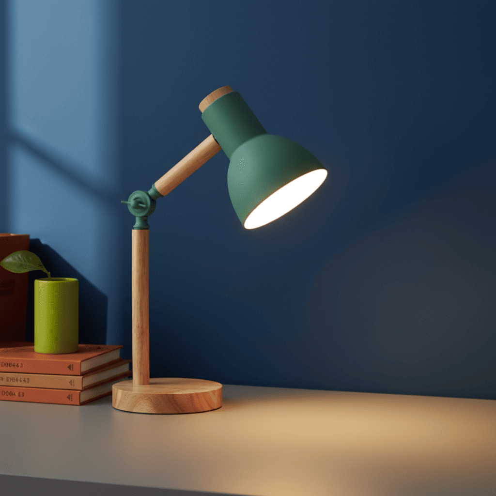 Lámpara de Mesa Nórdica de Madera – LED Giratoria y Minimalista