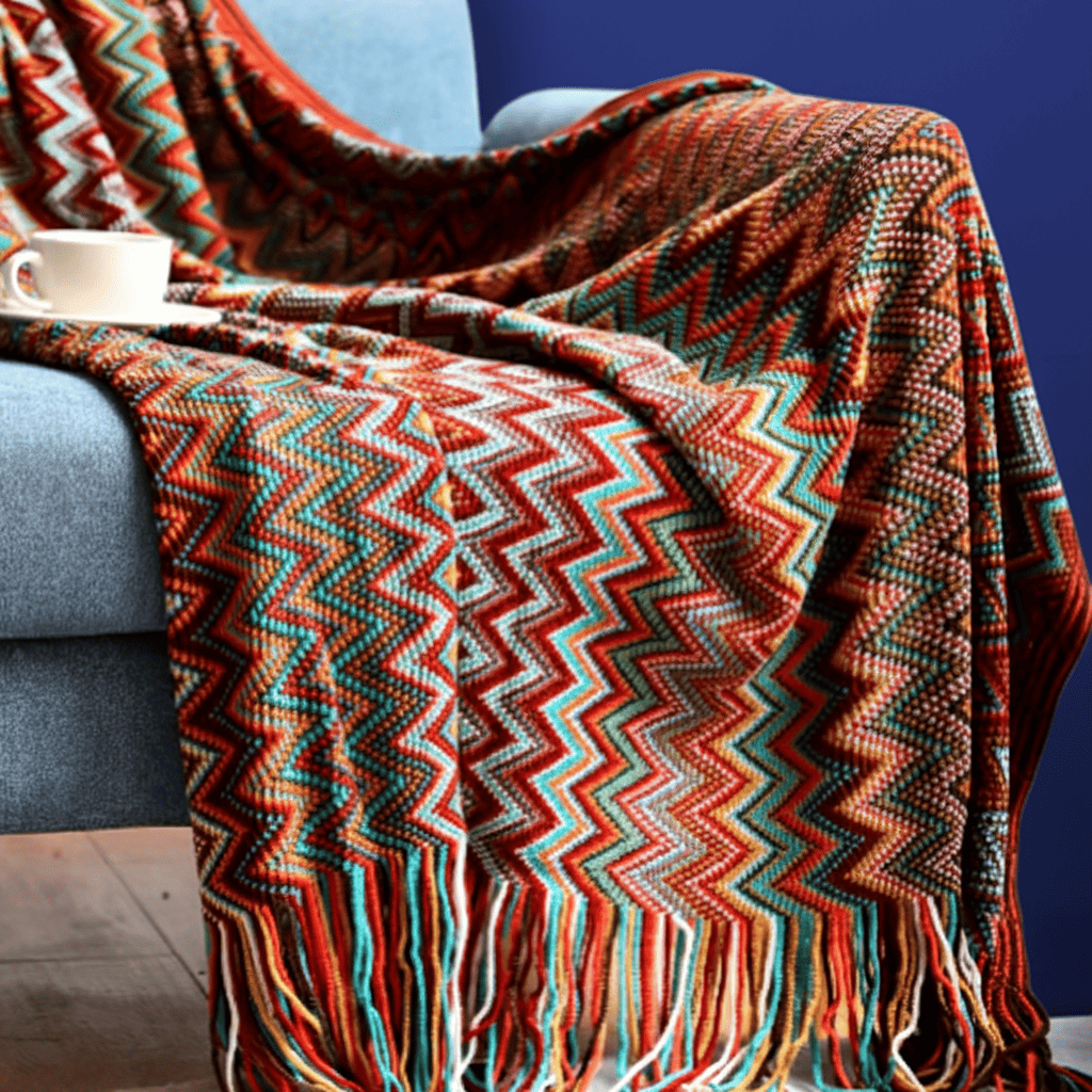 Bohemian Red Sofa Blanket