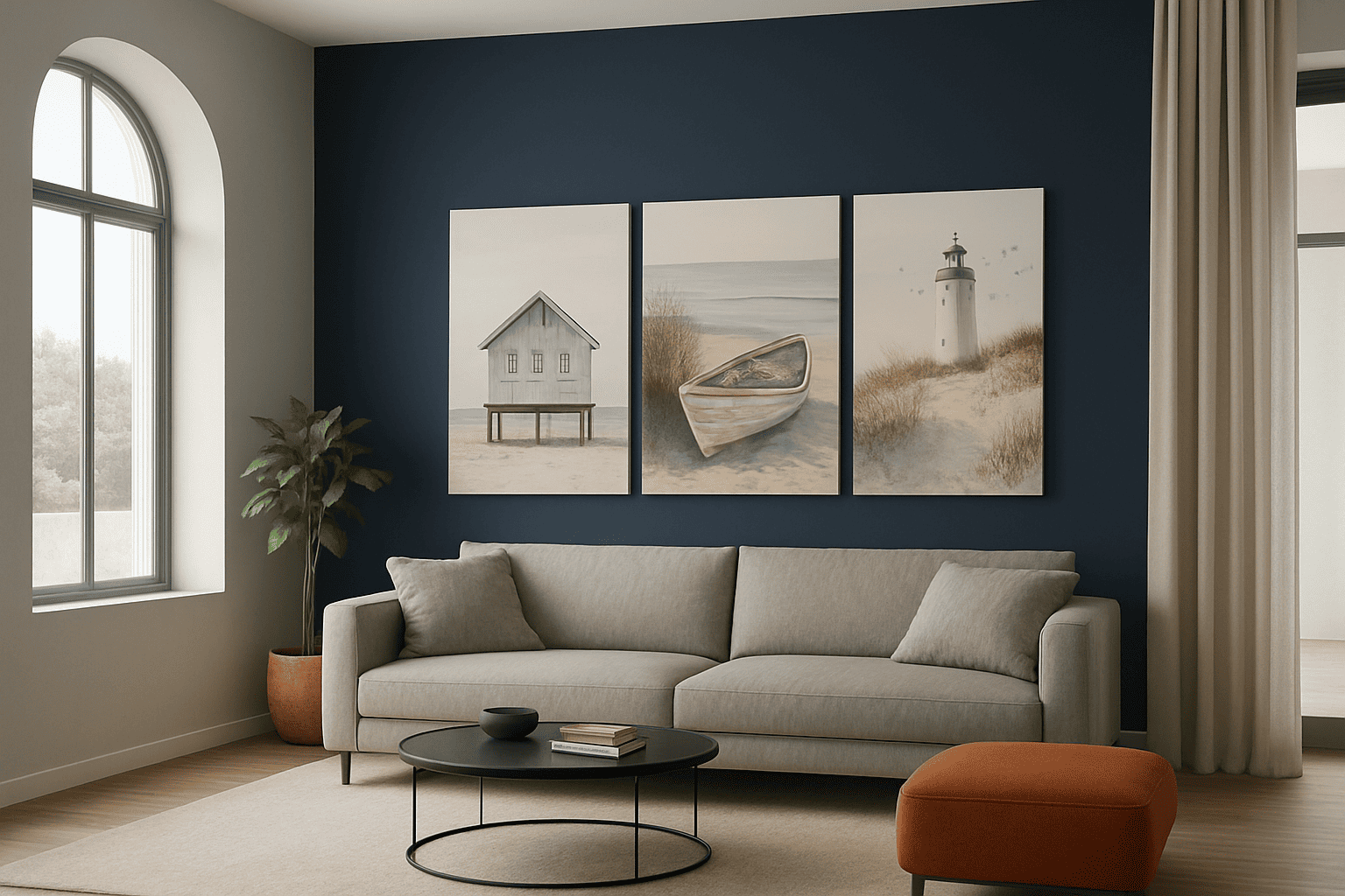 2D Flat, 3pcs 2D/Flat Print, Framed Canvas Painting And Poster, Ready to Hanging, Modern And Simple Seaside Art Scenery, Sailing, Home Decor, Wall Art, Room Decoration, Holiday Gift, Living Room, Bedroom, Dining Room, Office