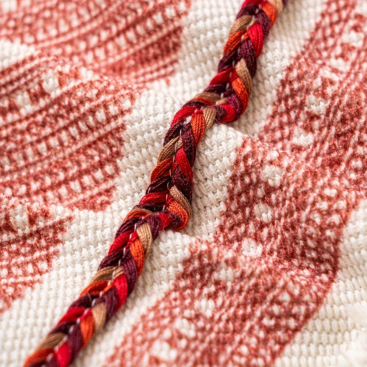 Bohemian Style Woven Throw Pillow Covers with Geometric Patterns and Tassels - Machine Washable Polyester Zippered Square Cushion Cases for Home Decor, Sofa, and Outdoor - 44.96cm Pack of 1