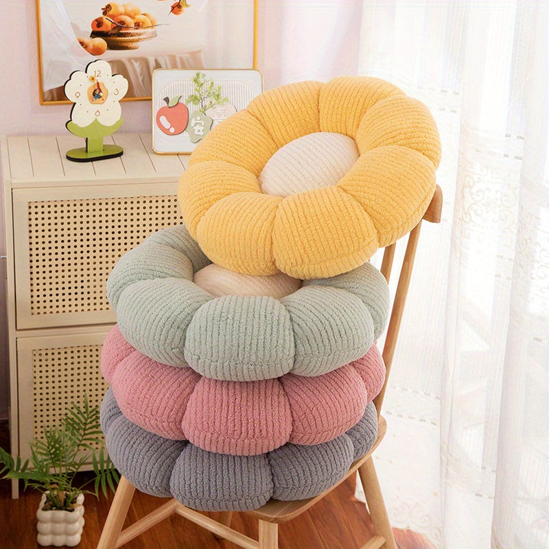 1pc 37cm/14.57in Soft Daisy Plush Throw Pillow - All-Season Fluffy Flower Floor Cushion-Ultra Soft Chair Pad for Bay Window, Boho Decor, Cross-Legged Sitting, Ideal for Bed and Sofa, Charming Dorm Room Accent, Decorative Pill