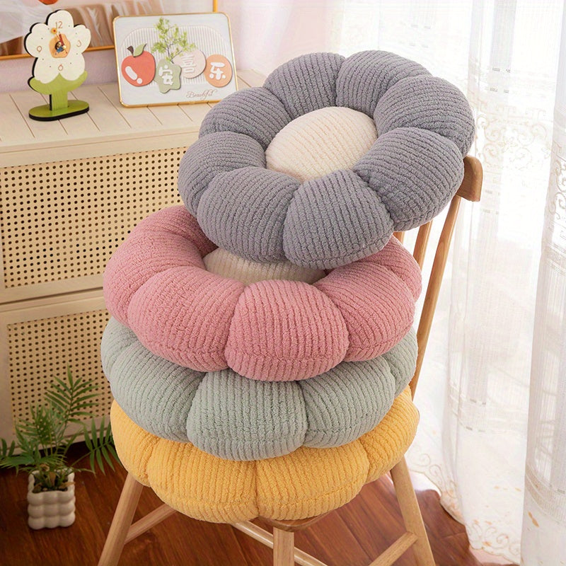 1pc 37cm/14.57in Soft Daisy Plush Throw Pillow - All-Season Fluffy Flower Floor Cushion-Ultra Soft Chair Pad for Bay Window, Boho Decor, Cross-Legged Sitting, Ideal for Bed and Sofa, Charming Dorm Room Accent, Decorative Pill
