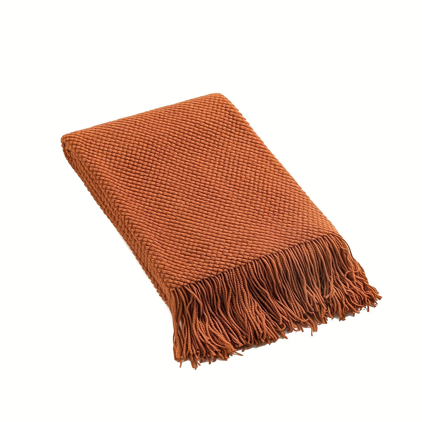 1pc Morandi Orange Knitted Blanket, Soft and Comfortable, Machine Washable