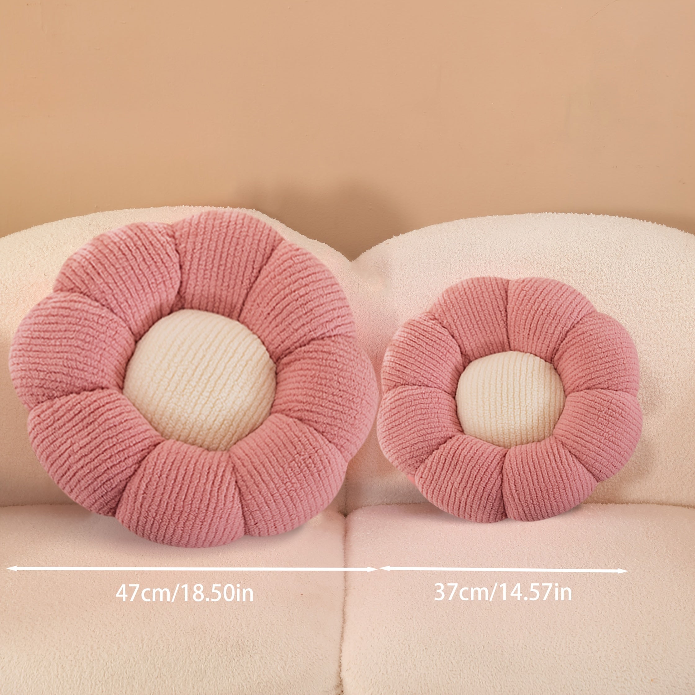 1pc 37cm/14.57in Soft Daisy Plush Throw Pillow - All-Season Fluffy Flower Floor Cushion-Ultra Soft Chair Pad for Bay Window, Boho Decor, Cross-Legged Sitting, Ideal for Bed and Sofa, Charming Dorm Room Accent, Decorative Pill