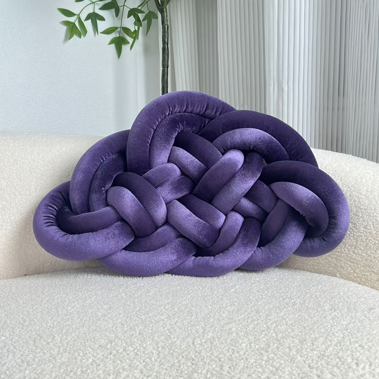 1pc YLBKIKR Hand-Knotted Plush Knot - Brown/Beige Celtic Knot Pillow, Soft Short-Hair Luxury -like Decorative ccent for Sofa Bed Chair, -Season Hand-Tied Corduroy-Like Pillow (No Fillers, Hand Wash Only), Cushions, Throw Pill