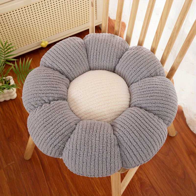 1pc 37cm/14.57in Soft Daisy Plush Throw Pillow - All-Season Fluffy Flower Floor Cushion-Ultra Soft Chair Pad for Bay Window, Boho Decor, Cross-Legged Sitting, Ideal for Bed and Sofa, Charming Dorm Room Accent, Decorative Pill