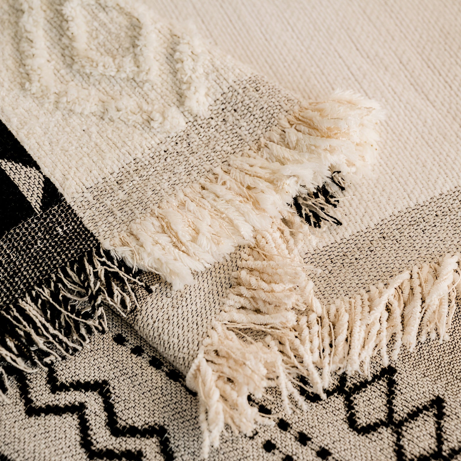 [Stylish Elegance] Bohemian Style Chenille Blend Sofa Throw | Pet-Friendly Jacquard Weave | Multi-Size for Single, Double, Triple & Sectional Sofas | Black and White Geometric Patterns | Machine Washable | Cozy Home Decor, So