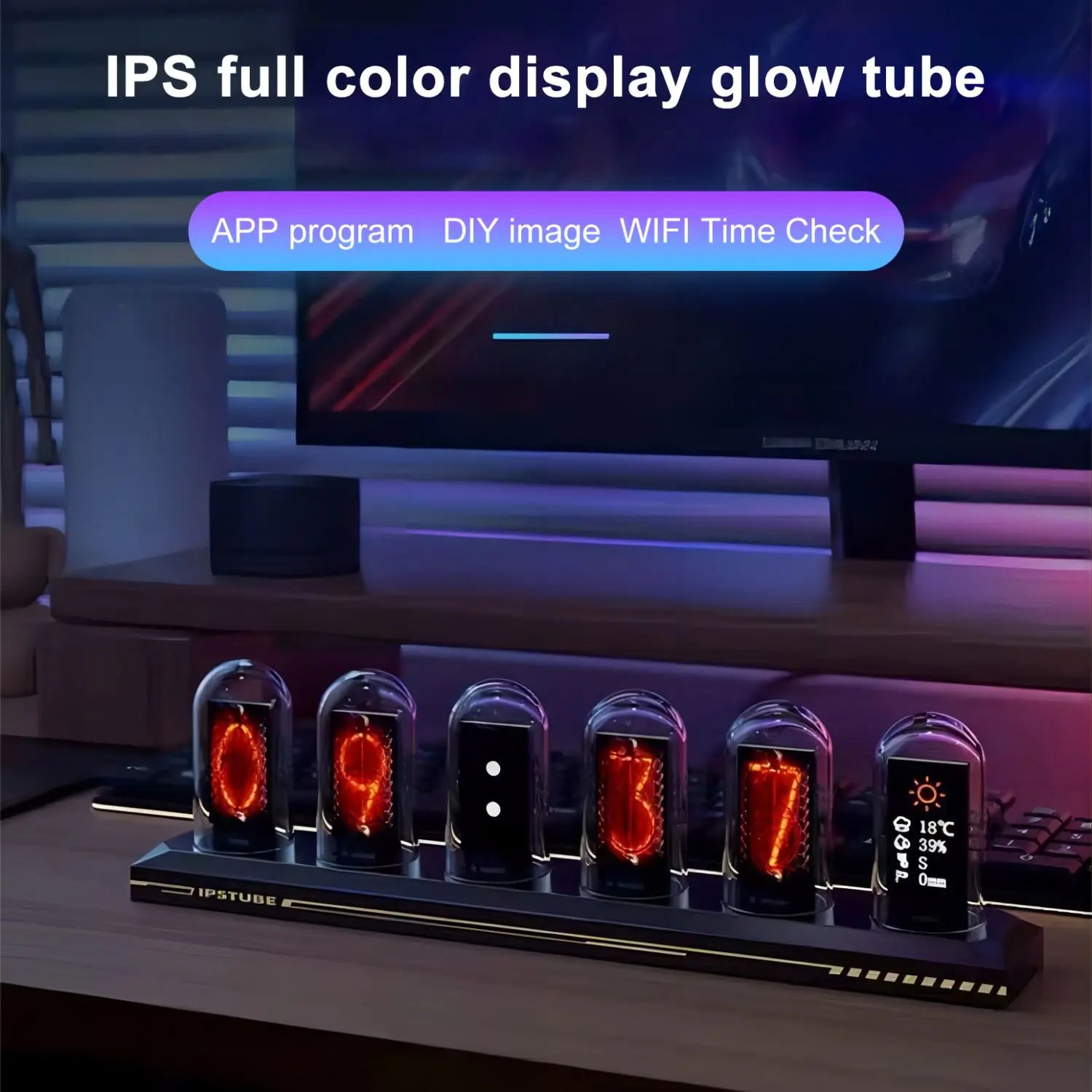 Reloj de Tubo IPS RGB LED con Pantalla a Color