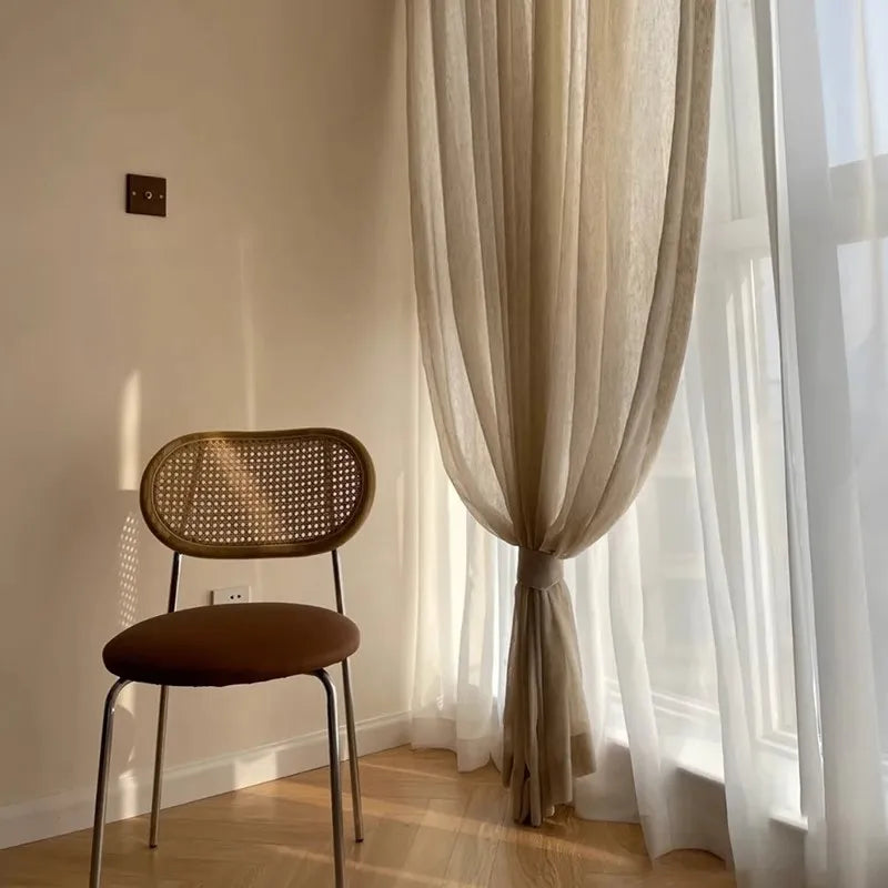 Cortina de Gasa de Lino Japonesa para Ventanas y Balcón