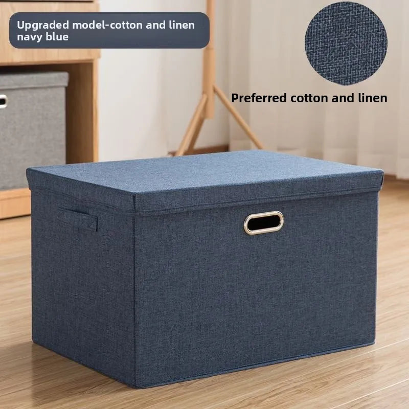 Caja de Almacenamiento Plegable de Algodón y Lino con Tapa