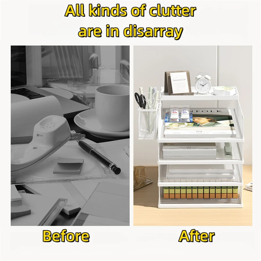 Organizador de Escritorio de Malla Metálica