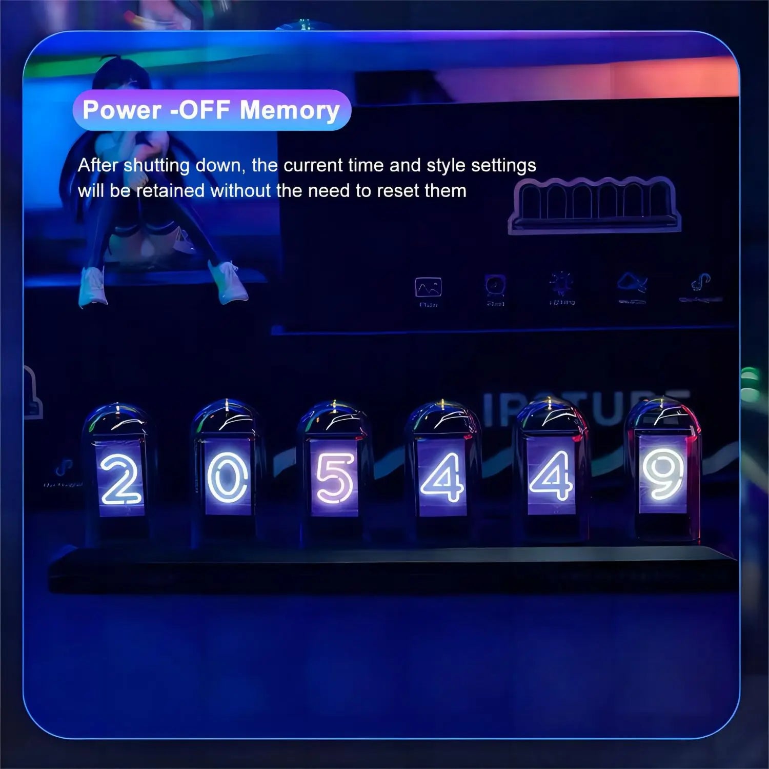 Reloj de Tubo IPS RGB LED con Pantalla a Color