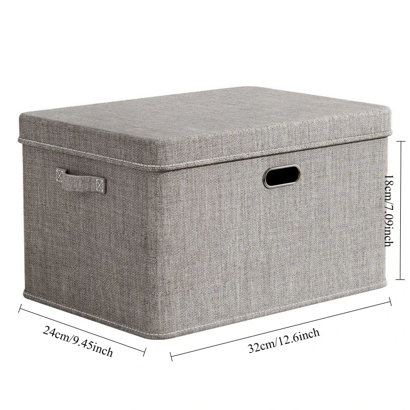Caja de Almacenamiento Plegable de Algodón y Lino con Tapa