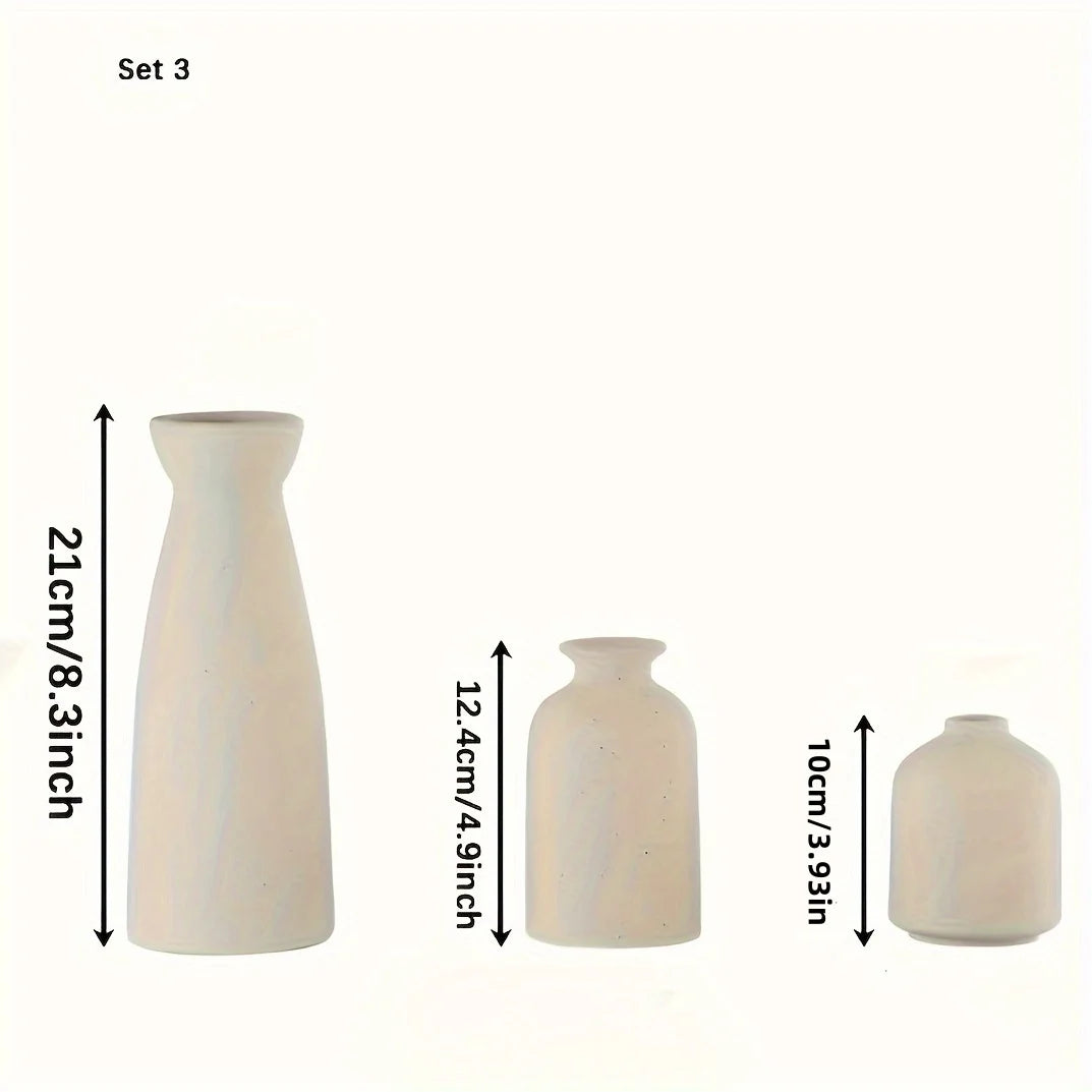 Set de 3 Jarrones de Cerámica – Decoración Rústica Moderna
