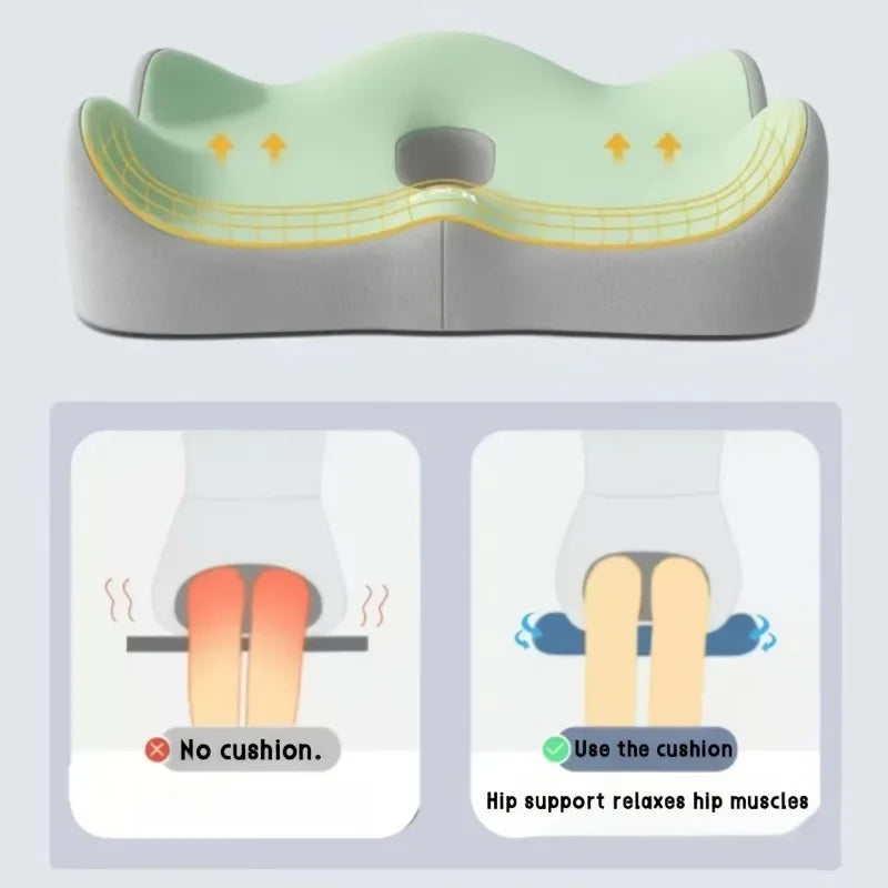 Cojín Ergonómico de Oficina con Espuma Viscoelástica – Soporte Lumbar 3 Zonas