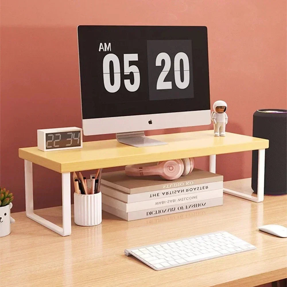 Soporte Elevado para Monitor – Estantería de Escritorio de Madera
