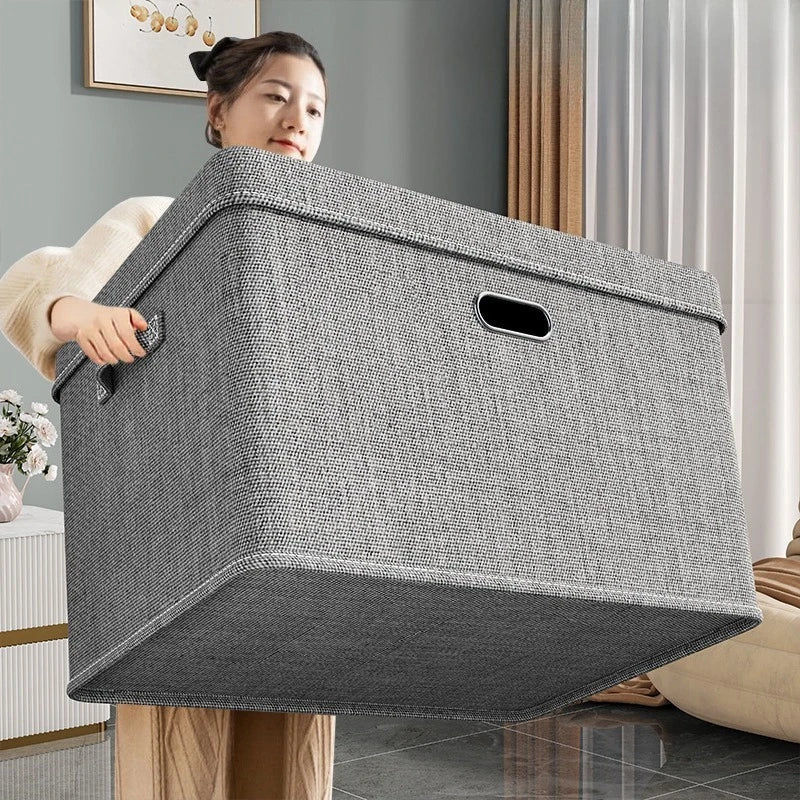 Caja de Almacenamiento Plegable de Algodón y Lino con Tapa