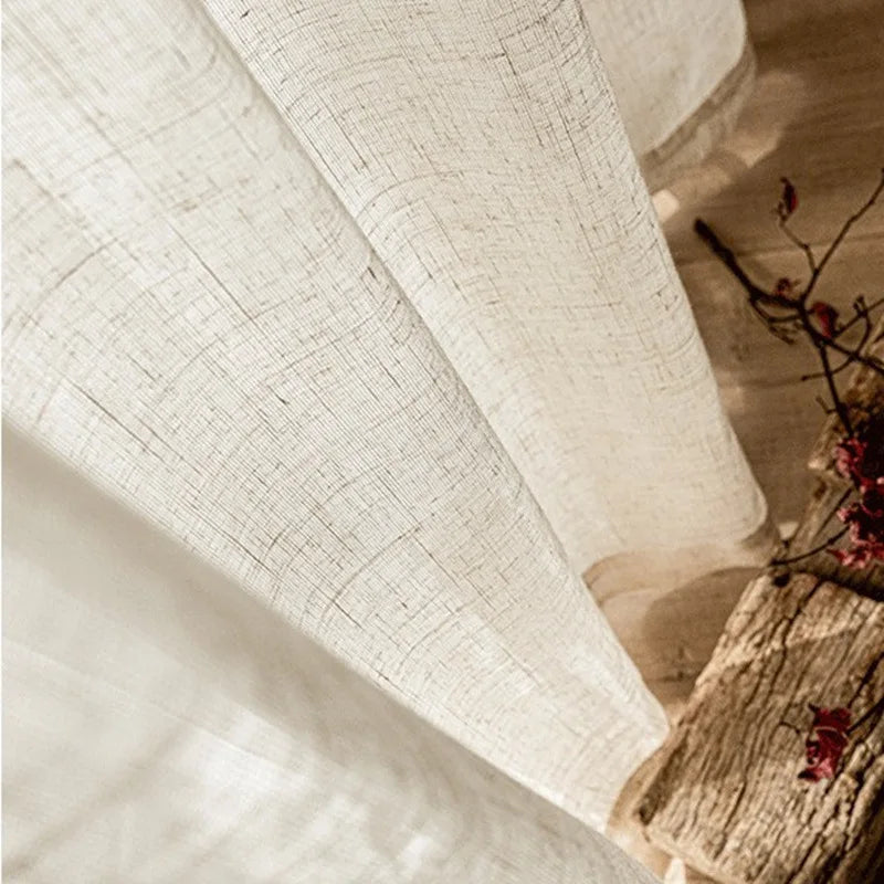 Cortina de Gasa de Lino Japonesa para Ventanas y Balcón