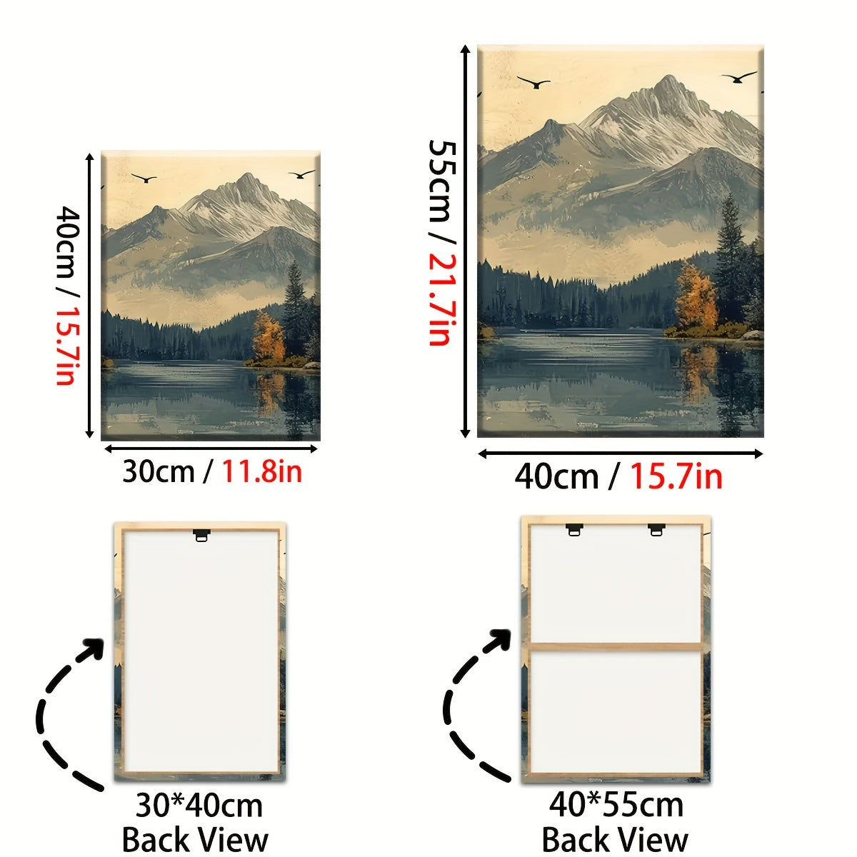 2D Flat, 3pcs 2D/Flat print, Framed canvas painting and poster, Ready to Hanging, Modern Wind Natural Forest Mountain Scenery, Home Decor, Wall art, Room Decor, Printing, Holiday gift, Living Room, Bedroom, Dining Room, Offic
