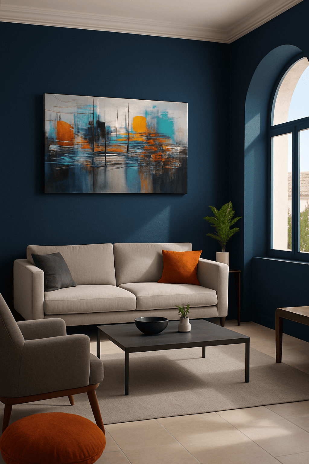 Abstract Watercolor Canvas Art Print, 20x40 Inches (50x100cm), Framed Wall Hanging Decor, Art Deco Classic Minimalist Style, Fir Wood Frame, Indoor Landscape Artwork for Home Office, Living Room, Bedroom, Bathroom, Classroom