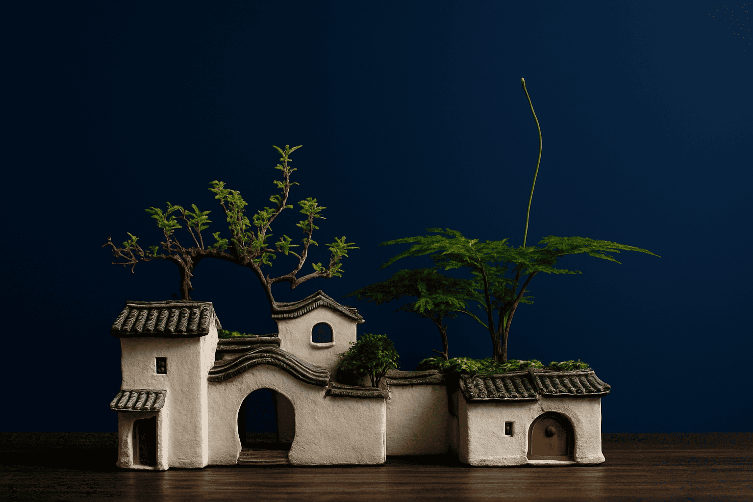 Modern Ceramic Zen House Succulent Planter – Indoor/Outdoor Decorative Bonsai Pot with Pagoda Roof, White Ceramic Miniature Landscape for Home or Office (Plants Not Included), Zen Garden Accessories