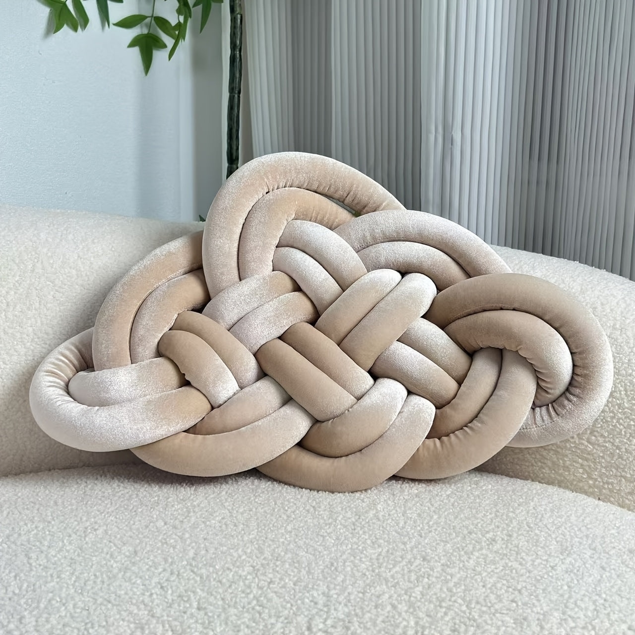 1pc YLBKIKR Hand-Knotted Plush Knot - Brown/Beige Celtic Knot Pillow, Soft Short-Hair Luxury -like Decorative ccent for Sofa Bed Chair, -Season Hand-Tied Corduroy-Like Pillow (No Fillers, Hand Wash Only), Cushions, Throw Pill