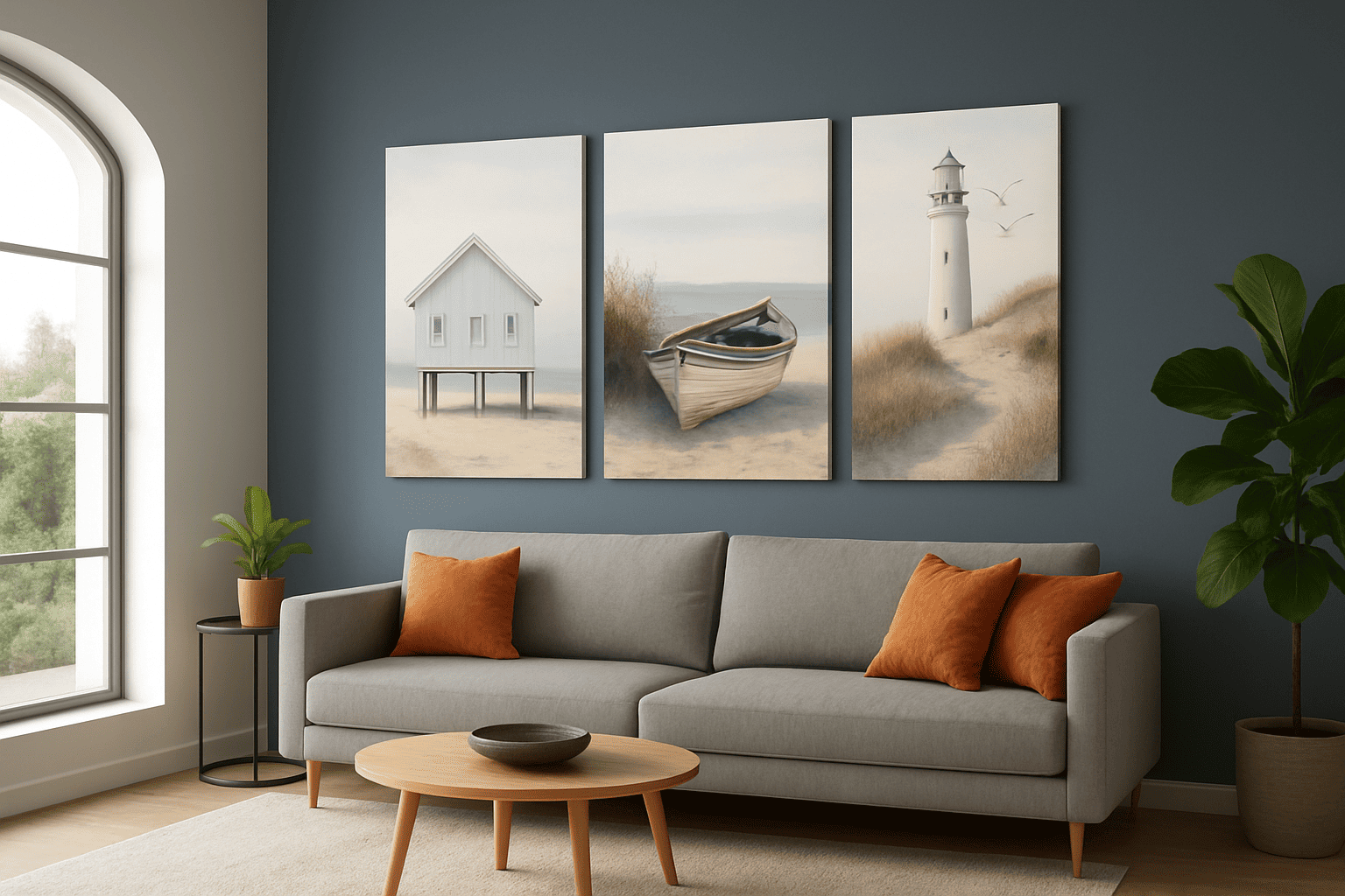 2D Flat, 3pcs 2D/Flat Print, Framed Canvas Painting And Poster, Ready to Hanging, Modern And Simple Seaside Art Scenery, Sailing, Home Decor, Wall Art, Room Decoration, Holiday Gift, Living Room, Bedroom, Dining Room, Office