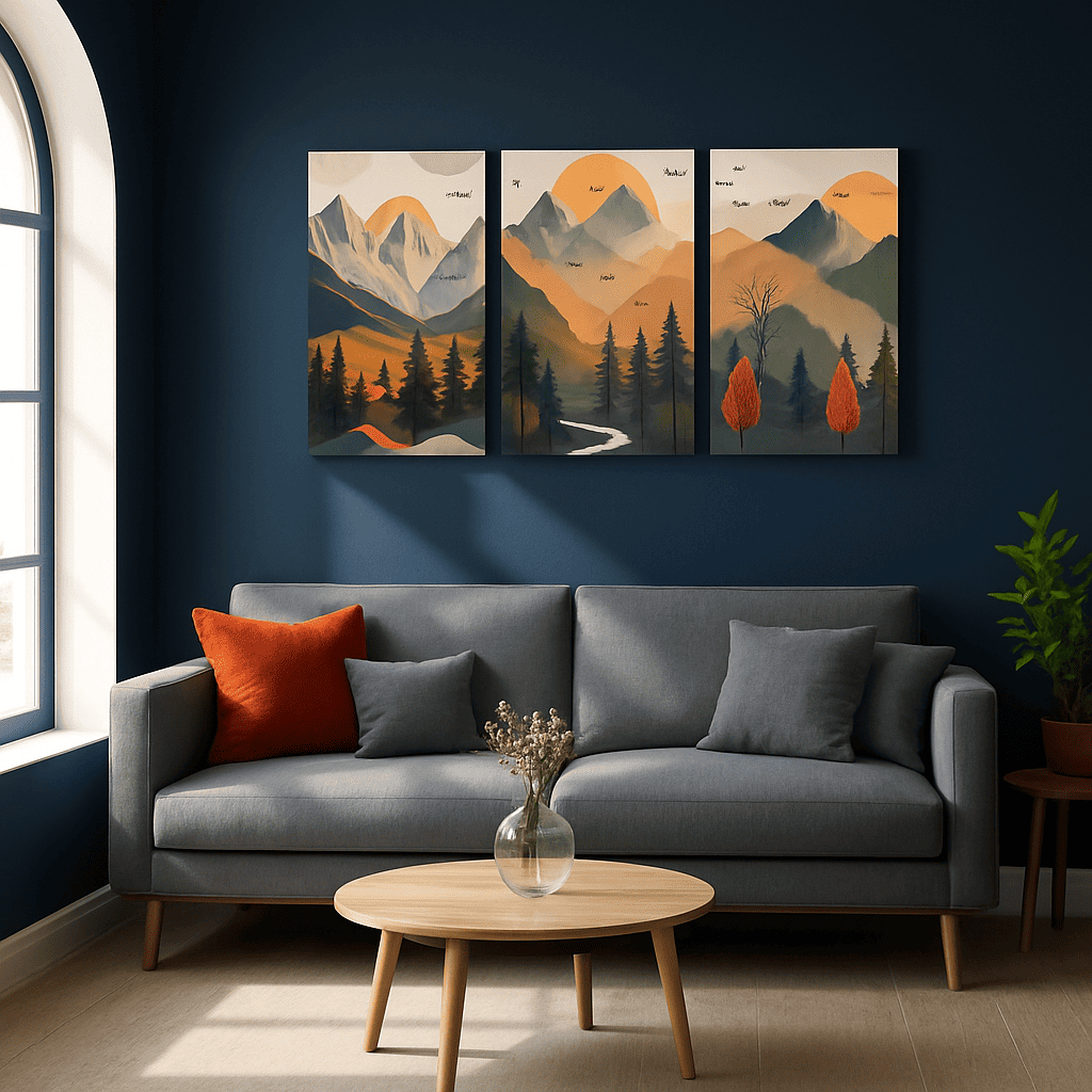 3 Framed Canvas Paintings And Posters, Ready to Hang, Including Frame, Abstract Mountain Forest Landscape Home Decor, Wall Art, Room Decor, HD Print, Holiday Gift, Living Room, Bedroom, Dining Room, Office Decor Painting with