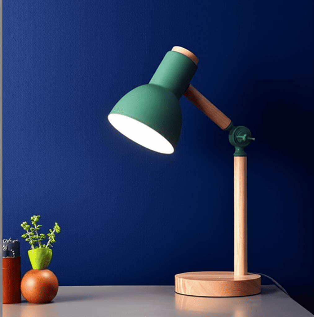 Lámpara de Mesa Nórdica de Madera – LED Giratoria y Minimalista