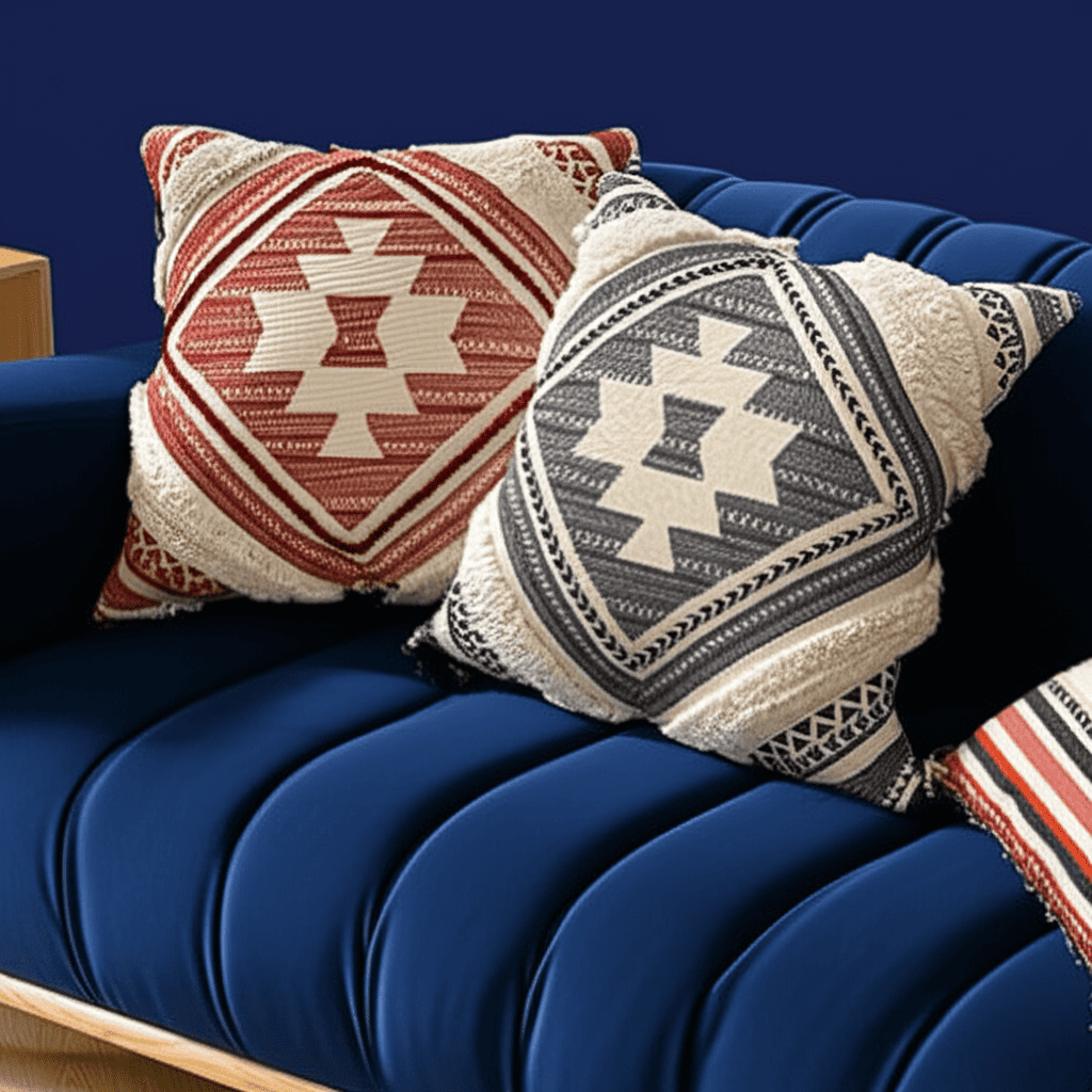 Bohemian Style Woven Throw Pillow Covers with Geometric Patterns and Tassels - Machine Washable Polyester Zippered Square Cushion Cases for Home Decor, Sofa, and Outdoor - 44.96cm Pack of 1
