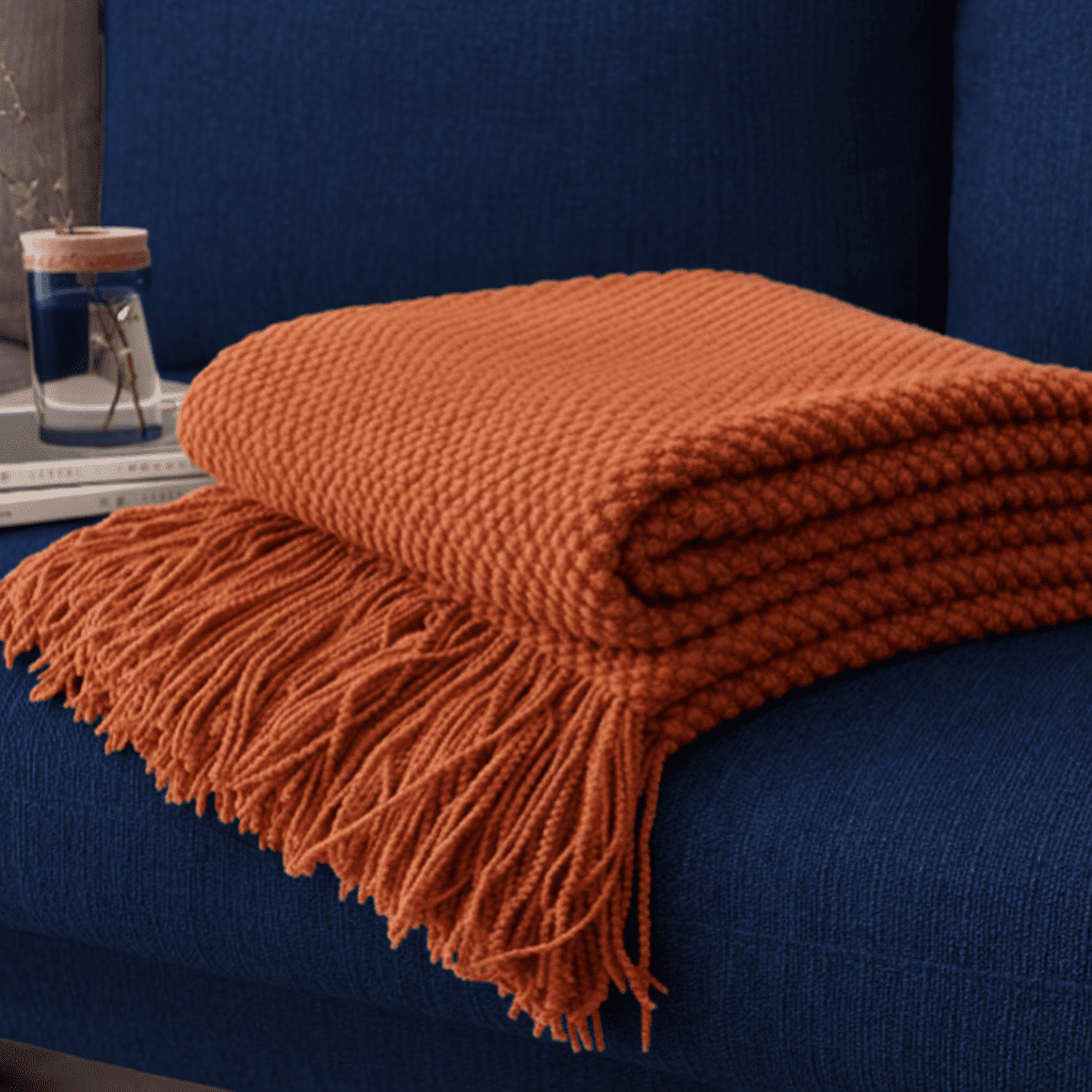 1pc Morandi Orange Knitted Blanket, Soft and Comfortable, Machine Washable