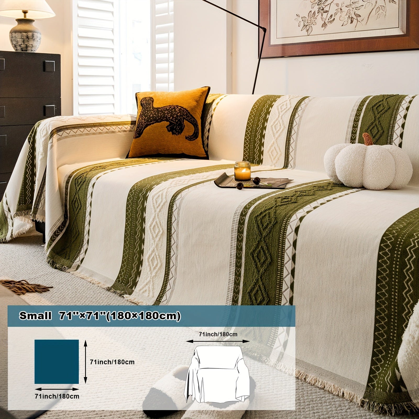 [Stylish Elegance] Bohemian Style Chenille Blend Sofa Throw | Pet-Friendly Jacquard Weave | Multi-Size for Single, Double, Triple & Sectional Sofas | Black and White Geometric Patterns | Machine Washable | Cozy Home Decor, So